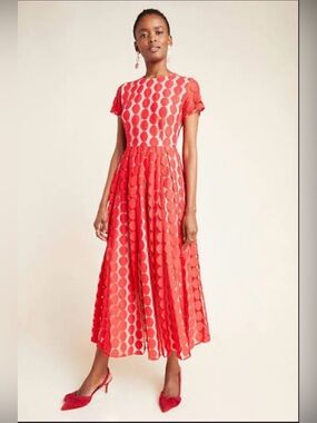 Waverly Grey Remi Red Dot Lace Midi Dress